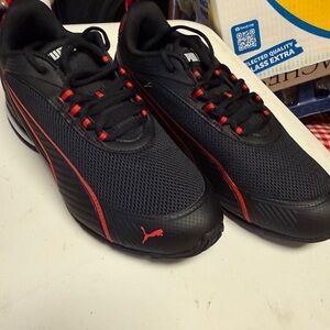 Puma Black Sneakers with Red Highlights